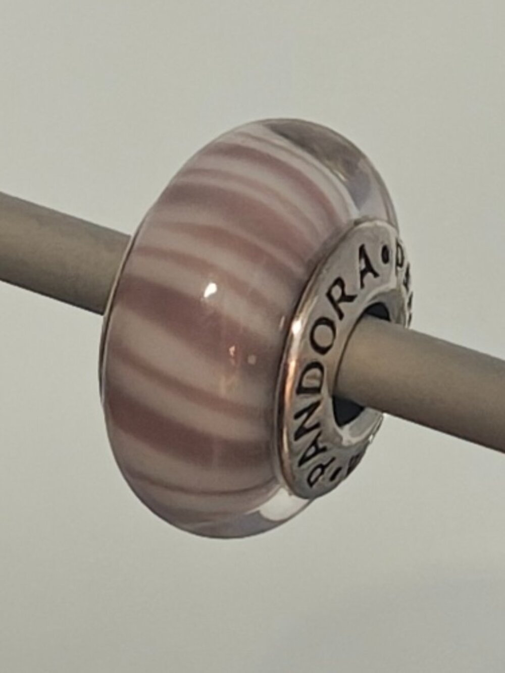 Authentic Pandora Lavender Candy Stripes Murano Glass Charm – Style 790681